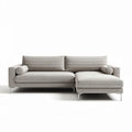 Grey fabric sectional sofa with modern design and chrome legs 200 x 90 x 85cm