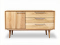 Natural wood sideboard with three drawers and one cabinet door 120 x 45 x 70cm