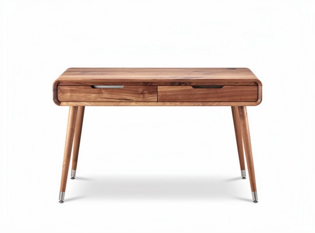 Solid wood desk with two drawers dimensions 120 x 60 x 75cm natural finish