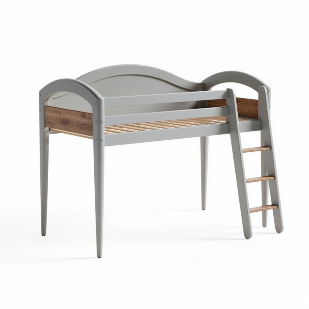 Grey wooden loft bed with ladder for kids 150 x 100 x 100cm
