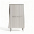 Two-door storage cabinet with ribbed design in light gray 75 x 40 x 150cm