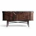 Wooden sideboard cabinet with storage space and metal legs 150 x 45 x 75cm