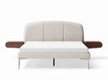 Modern fabric sofa with ergonomic wooden arms and compact design 200 x 100 x 90cm