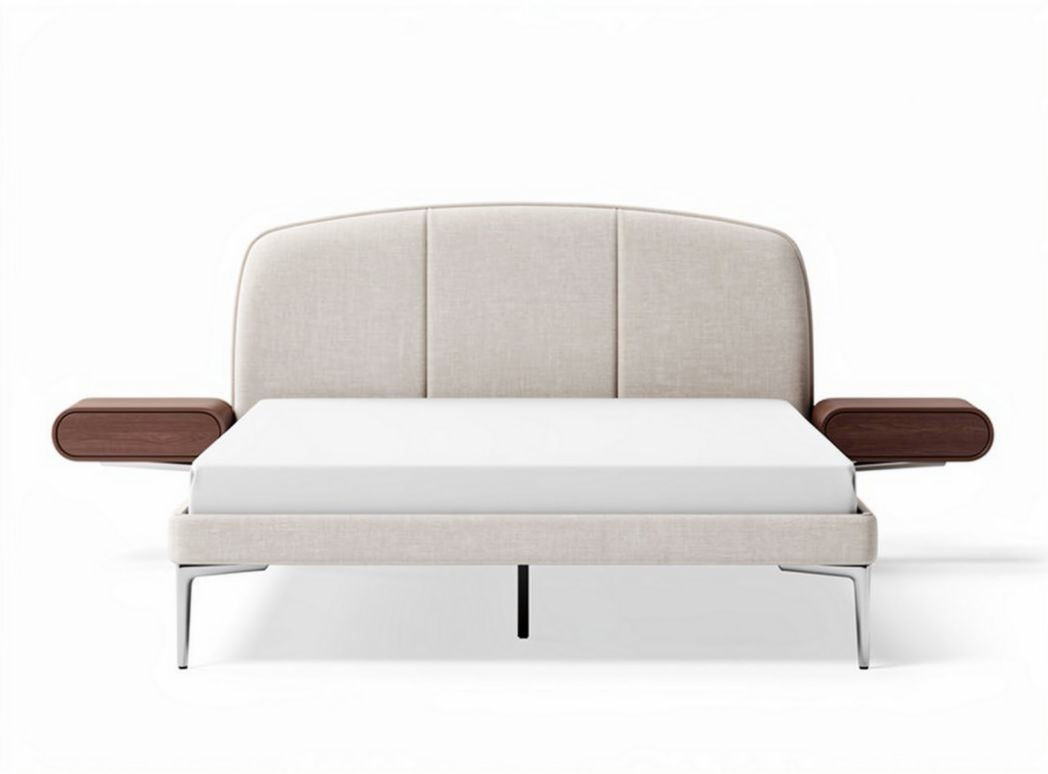 Modern fabric sofa with ergonomic wooden arms and compact design 200 x 100 x 90cm