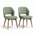 Upholstered green dining chairs with wooden legs set of two 45 x 50 x 80cm